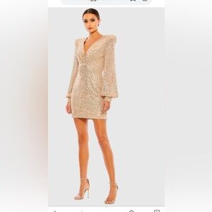 NWT Mac Duggal sequined mini dress size 2‎ color rose gold